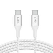 بيلكن - كابل - من C إلى C - مضفر - 240 واط - 1 متر - أبيض