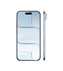 iPhone Air، الواجهة الأمامية، اللون أزرق سماوي، الجزيرة الديناميكية في المنتصف أعلى، الجانب الخارجي، ملف نحيف جدًا، زر جانبي، زر تحكم الكاميرا