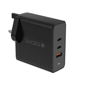 شاحن حائطي Dviced، كابل 65 واط GaN 2 USB-C 1 USB-A المملكة المتحدة أسود