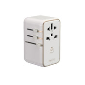 محول سفر عالمي T100L بقوة 100 وات من Adam elements مع كابل USB-C مدمج باللون الأبيض