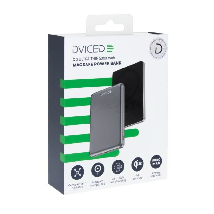 Dviced Qi2 Ultrathin MagSafe Power bank 5000mAh - Black