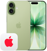 iPhone 17، الجزء الخلفي الخارجي، تشطيب Sage، نظام كاميرا مزدوج Fusion، الجزء الأمامي الخارجي، Dynamic Island، إطار شاشة أسود رفيع، شعار AppleCare+
