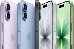 iPhone 17، الجزء الأمامي الخارجي، الجزء الخلفي الخارجي، الجانب الخارجي، خمسة ألوان: لافندر، أزرق الضباب، أسود، أبيض، وسيج