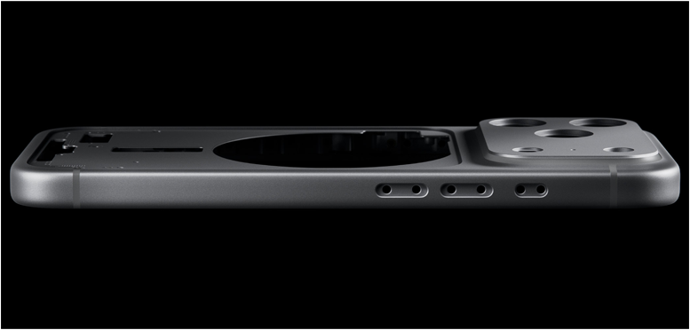 iPhone 17 Pro, back exterior, forged aluminum unibody enclosure