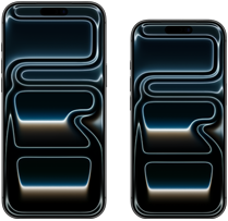 iPhone 17 Pro Max labeled 6.9" and iPhone 17 Pro labeled 6.3" side-by-side illustrating display size comparison