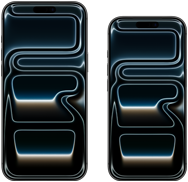 iPhone 17 Pro Max labeled 6.9" and iPhone 17 Pro labeled 6.3" side-by-side illustrating display size comparison
