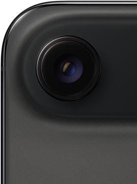 iPhone Air، الواجهة الخلفية، اللون أسود فضائي، الزاوية العلوية مدورة، نظام كاميرا Fusion بعدسة واحدة