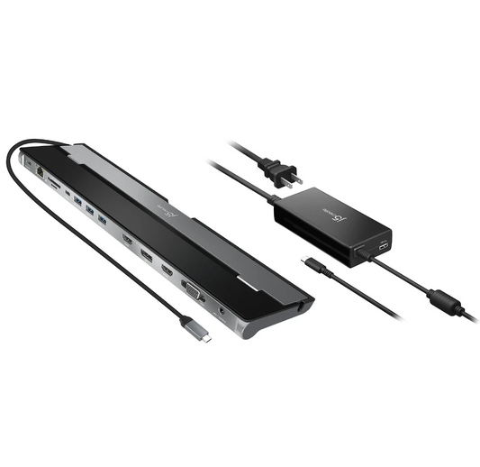 محطة إرساء بشاشة ثلاثية USB-C مع محول طاقة 90 واط