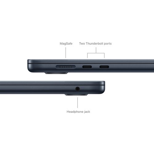 15 MacBook Air: M3 chip, 16GB RAM, 256GB SSD with 8-core CPU and 10-core GPU, Arabic/English Keyboard - Midnight (2024 - Model)
