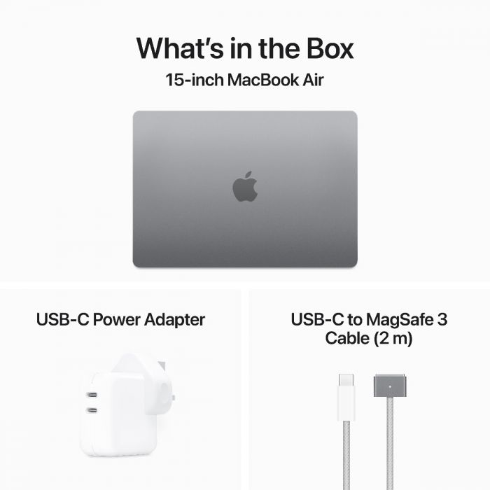 15 MacBook Air: M3 chip, 16GB RAM, 512GB SSD with 8-core CPU and 10-core GPU, Arabic/English Keyboard, Space Grey