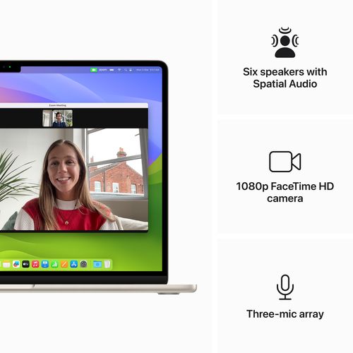 15 MacBook Air: M3 chip, 16GB RAM, 256GB SSD with 8-core CPU and 10-core GPU, Arabic/English Keyboard - Starlight (2024 - Model)