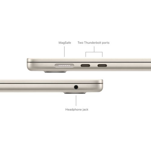15 MacBook Air: M3 chip, 16GB RAM, 256GB SSD with 8-core CPU and 10-core GPU, Arabic/English Keyboard - Starlight (2024 - Model)