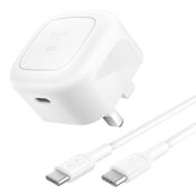 بيلكين - شاحن حائطي - 45 واط - PD USB-C + كابل USB-C بطول 1 متر - قابس المملكة المتحدة - أبيض
