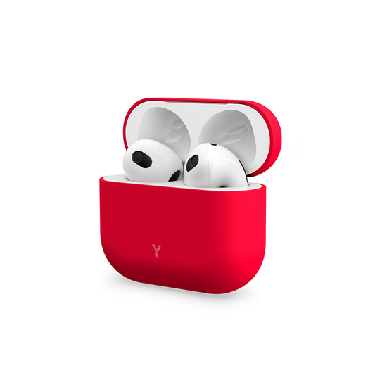غطاء iSTYLE سيليكون لسماعات AirPods الجيل الثالث، أحمر