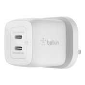 بلكين - شاحن جداري - 45 واط مزدوج USB-C GAN مع PPS - C1=45 - C1+C2=25+20 - أبيض