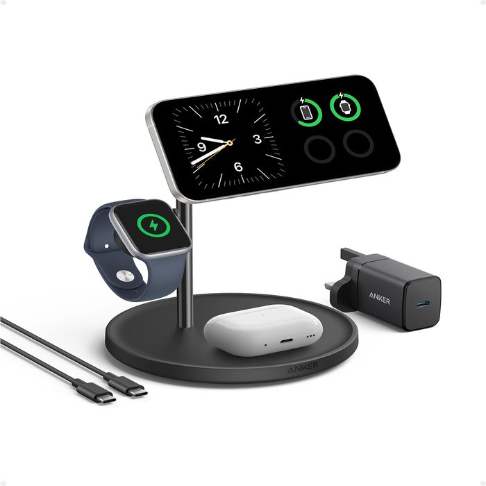 Anker MagGo Wireless Charging Station 15W, Foldable 3-in-1 With C to C cable and 40W USB C charger