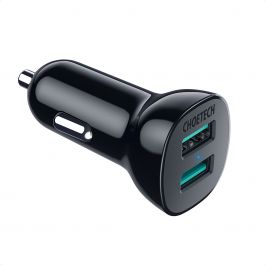 C0051-V5-BK|Choetech QC Dual USB-A Car Charger 3.0A in Black