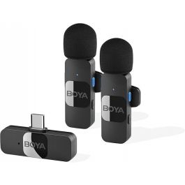 BOYA BY-V20 Wireless Lavalier Microphone for USB-C Interface Device,Noise Noise-cancelling Mini Condenser for Video Audio Recording