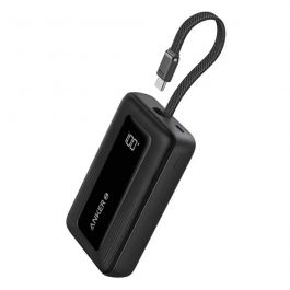 Anker Power Bank (10K, 30W, Built-In USB-C Cable) Black