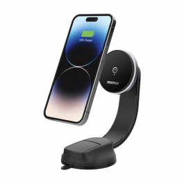 Momax Q.Mag Mount 5 15w Magnetic Wireless Charging Car Mount (Suction Cup Mount) Black