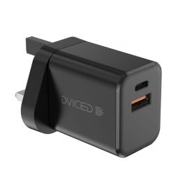 Dviced Wall charger, cable 35W GaN 1 USB-A 1 USB-C UK black