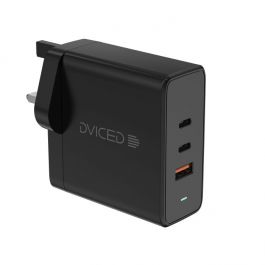 Dviced Wall charger, cable 65W GaN 2 USB-C 1 USB-A UK black