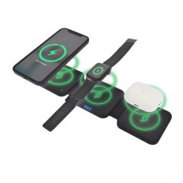 Dviced 3-in-1 foldable magnetic wireless charger - Black