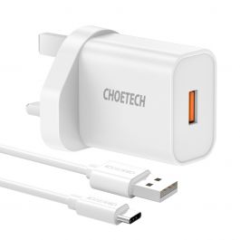 Q5003-UK-ACWH|Choetech USB 18W Quick Charge 3.0 Mains Charger - BOX