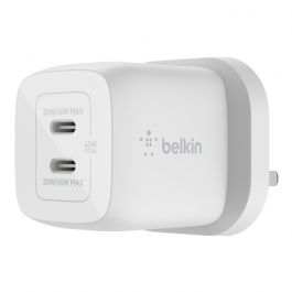 Belkin - Wall Charger - 45W Dual Usb-C Gan With Pps - C1=45 - C1+C2=25+20 - White