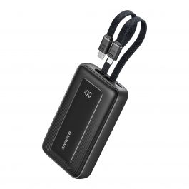 Anker Power Bank (20K,30W, Built-In USB-C+Lightning Cable)  Black
