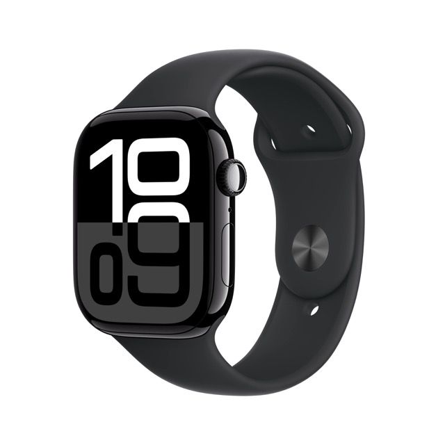 Apple Watch Series 10 GPS 42mm Jet Black Aluminium Case with Black Sport Band S M