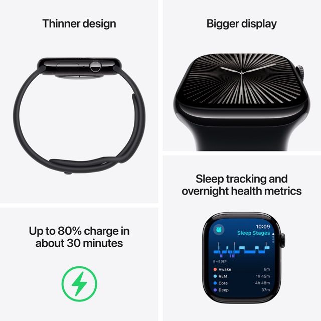 Apple Watch Series 10 GPS 46mm Silver Aluminium Case with Blue Cloud Sport Loop