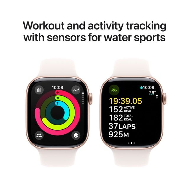 Apple Watch Series 10 GPS 46mm Rose Gold Aluminium Case with Light Blush Sport Band M L