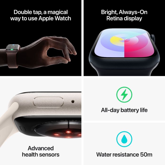 Buy Apple Watch Series 9 GPS 41mm Starlight Aluminium Case with Starlight Sport Band S M Online iSTYLE Apple UAE