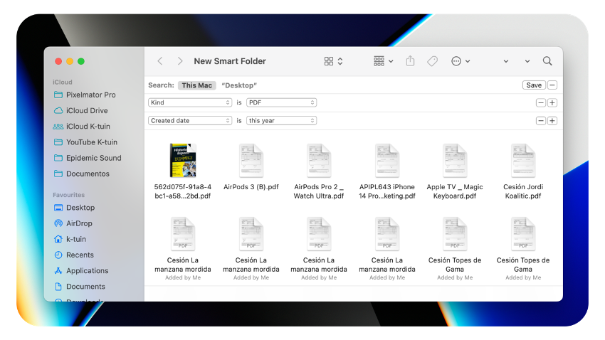 What is a smart folder on a Mac?